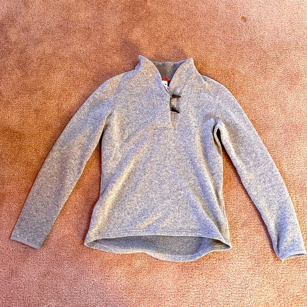 The North Face Gray Pullover Sweater with Toggle Closures